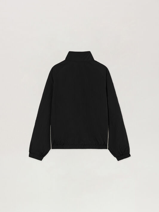 PALM ANGELS Curved Logo Windbreaker BLACK - OFF WHITE PAMEB01F26FB01