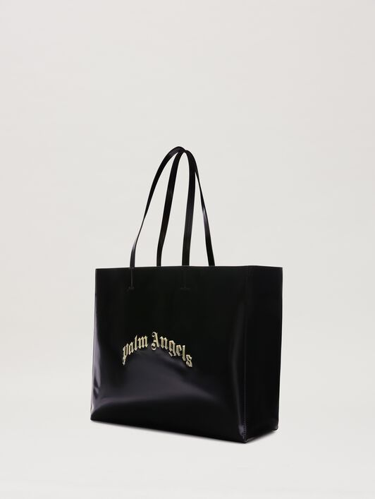 PALM ANGELS  Curved Logo Shopping bag NERO/PERLA PMNA07BS25FAB001