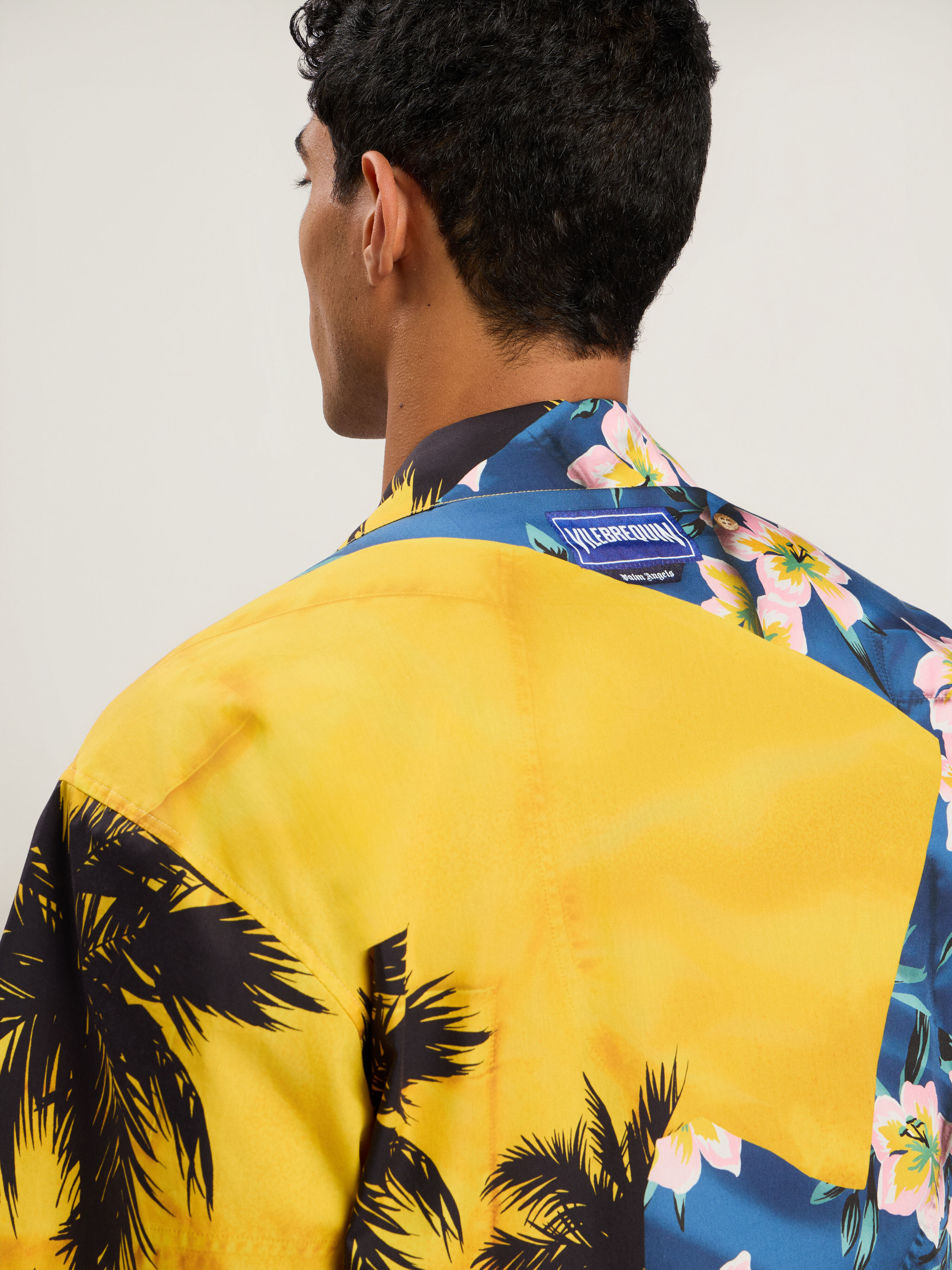 PaxVlbq Hawaian Mix Shirt in BLUE - YELLOW for Men | Palm Angels®