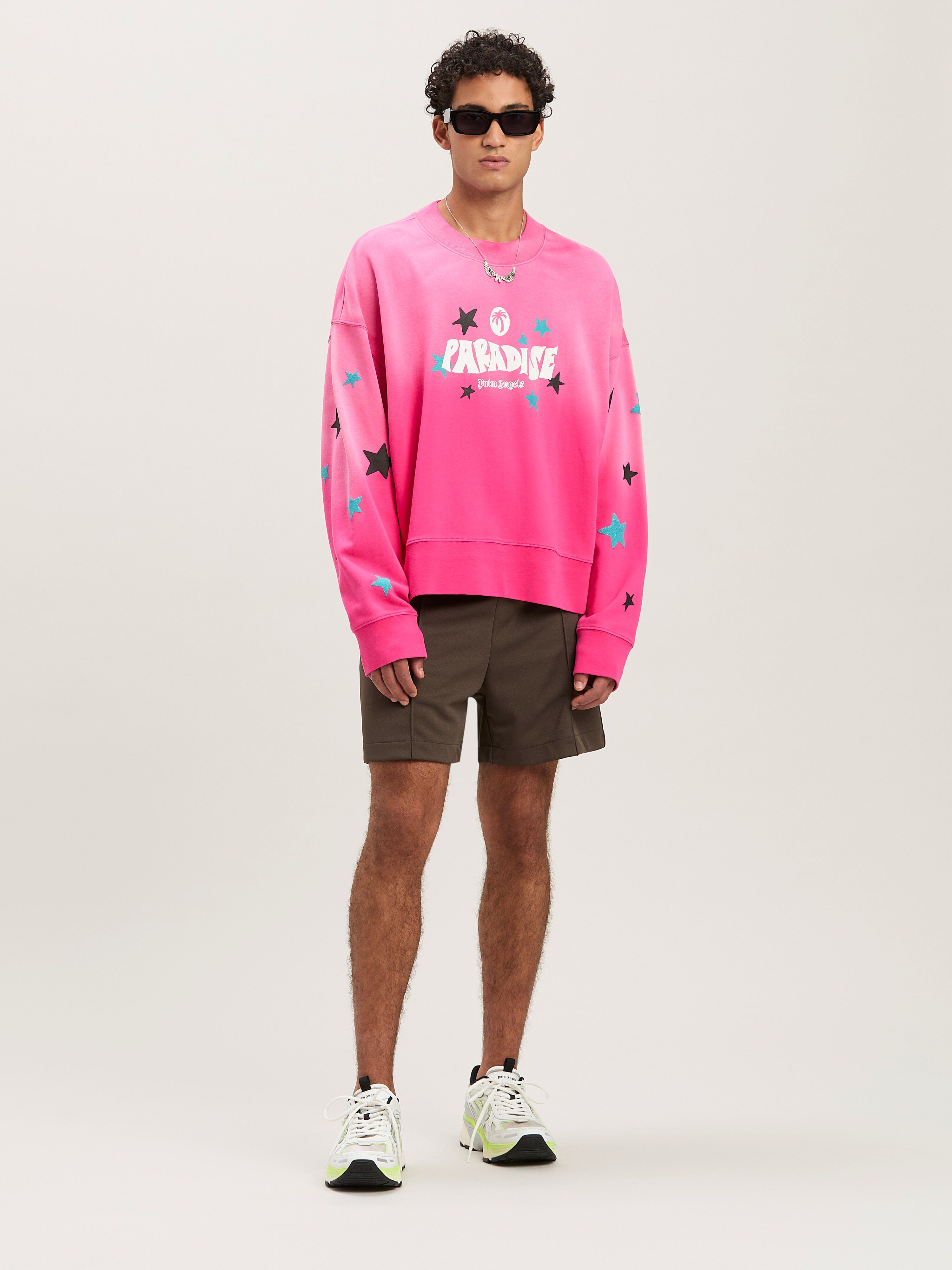 PALM ANGELS  Paradise crewneck sweatshirt FUCHSIA - OFF WHITE PMBA026S25FLE001