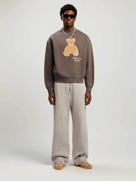 Bear In Mind Crewneck Sweatshirt PALM ANGELS Bear In Mind Crewneck Sweatshirt DARK GREY - BROWN PMBA08HF25FLE004