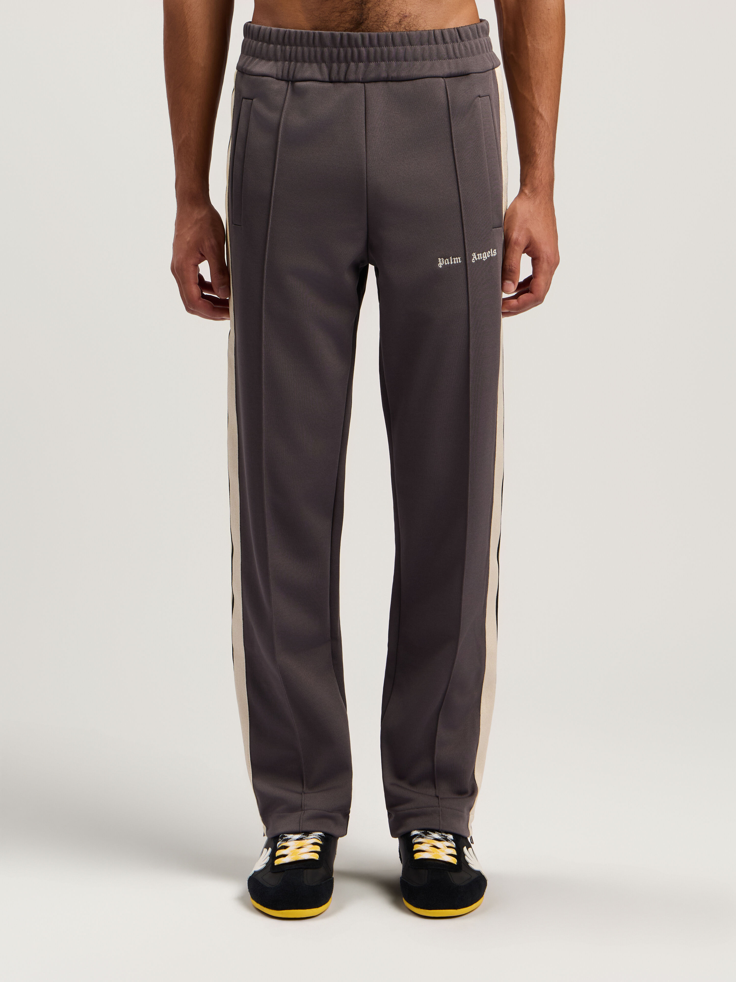 PALM ANGELS Classic Logo Track Pants DARK GREY - OFF WHITE PMCJ020F25FAB003