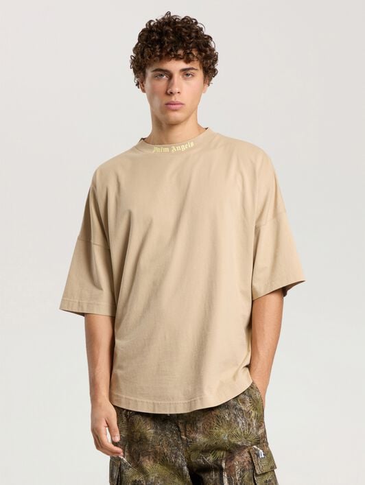 Classic Logo Oversized T-Shirt PALM ANGELS Classic Logo Oversized T-Shirt KAKI - LIGHT YELLOW PAMAA05F26JR02