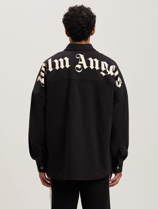 PALM ANGELS  Classic logo Overshirt BLACK - OFF WHITE PMES044S25FAB001
