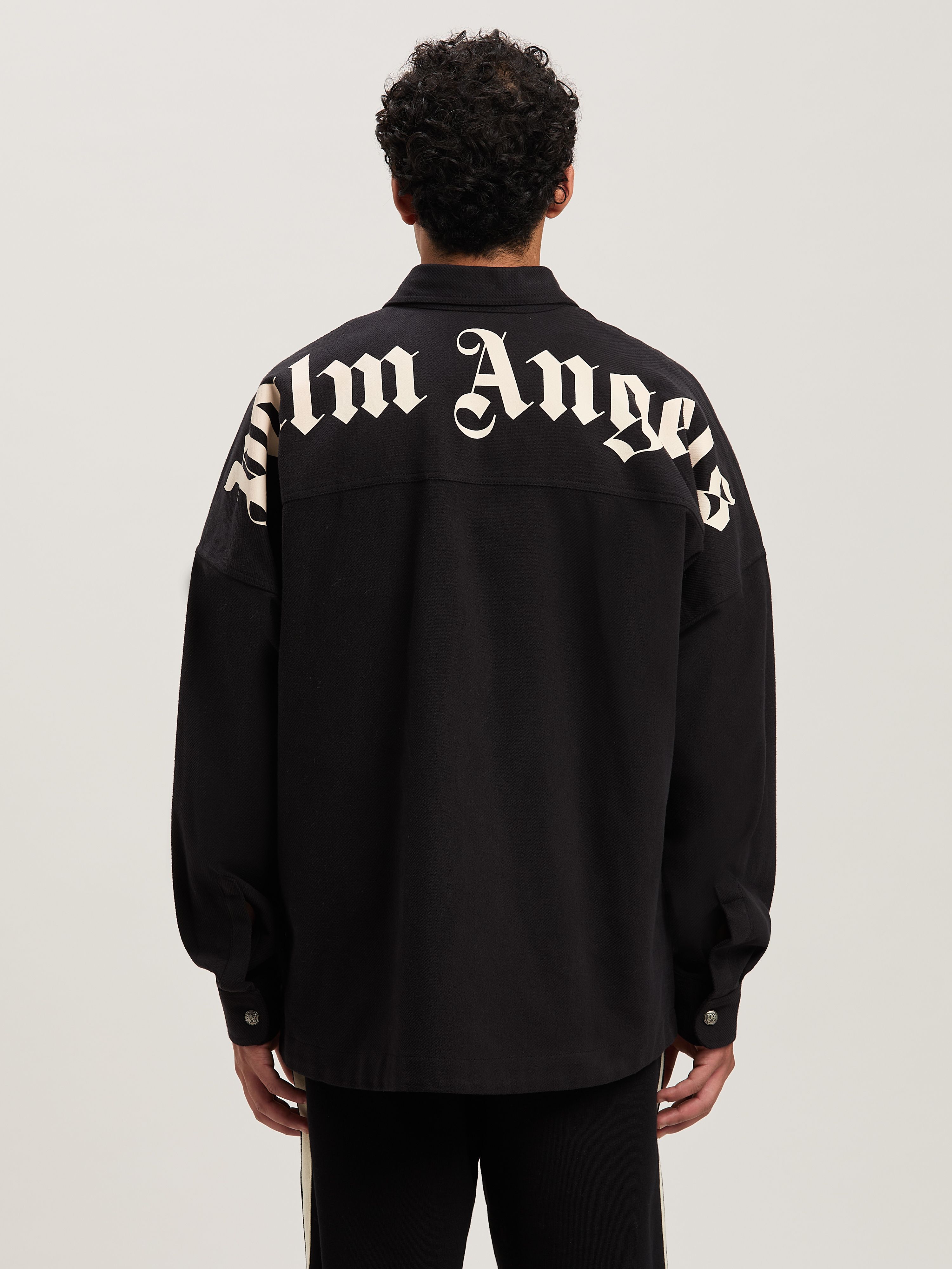 PALM ANGELS  Classic logo Overshirt BLACK - OFF WHITE PMES044S25FAB001