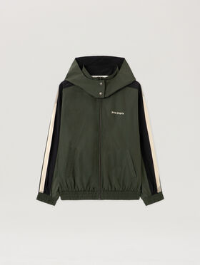 PALM ANGELS Colorblock Track Windbreaker FOREST GREEN - BLACK PWEB016F25FAB001