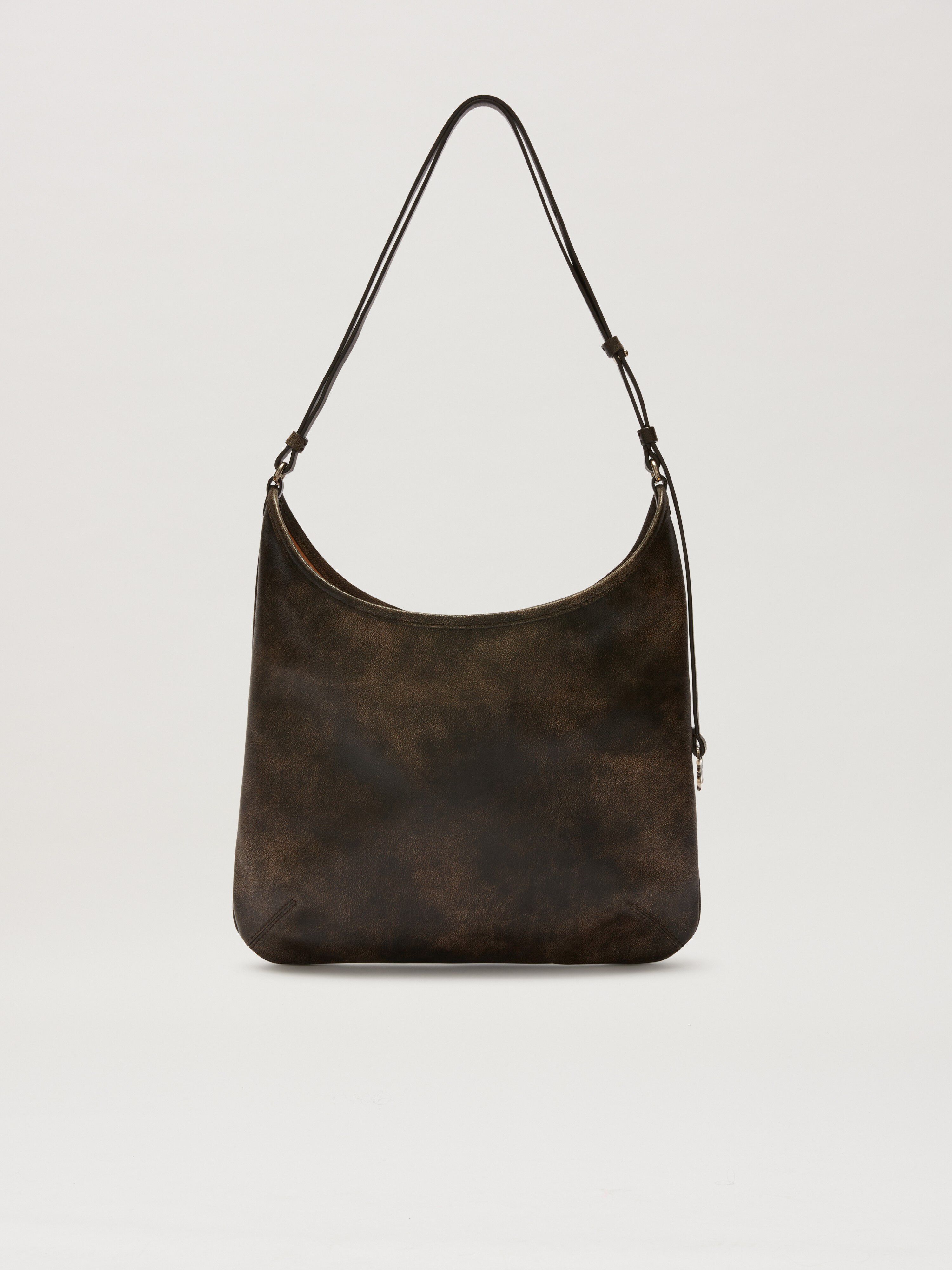 PALM ANGELS  Vintage leather Maxi Giorgina Bag DARK BROWN PWNN038S25LEA002