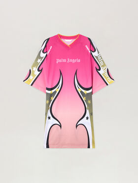 PALM ANGELS Racing T-Shirt Dress FUCHSIA MULTICOLOR PWDE006S26FAB001