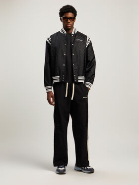 PALM ANGELS Monogram Jacquard Bomber BLACK - OFF WHITE PMEH037F25FAB001