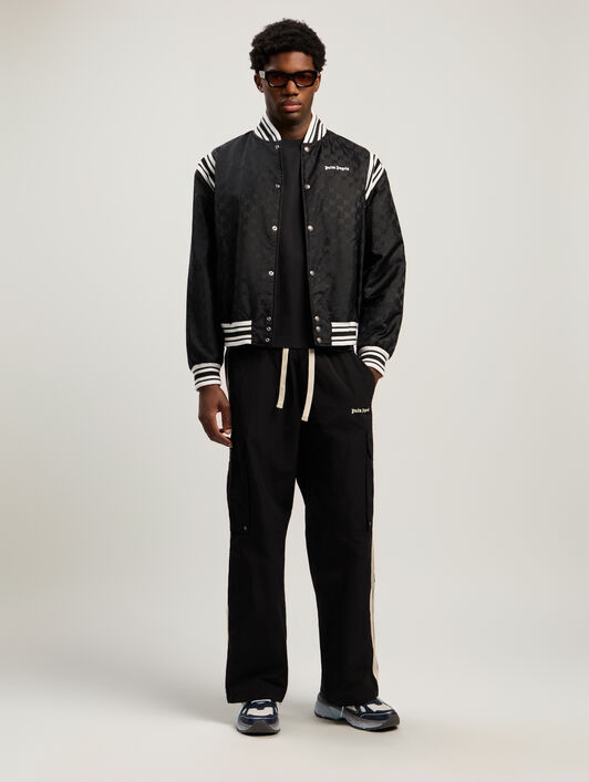 PALM ANGELS Monogram Jacquard Bomber BLACK - OFF WHITE PMEH037F25FAB001