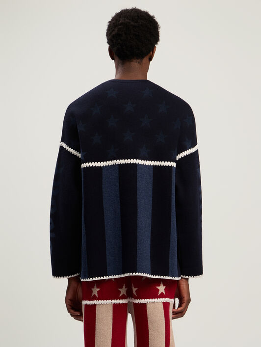 Stars&Stripes Sweater PALM ANGELS Stars&Stripes Sweater NAVY BLUE - DUSTY BLUE PMHE084F25KNI001