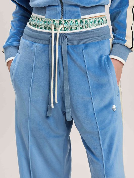 PALM ANGELS  Oval Palm Chenille Track Pants LIGHT BLUE - OFF WHITE PWCJ033S25FAB001