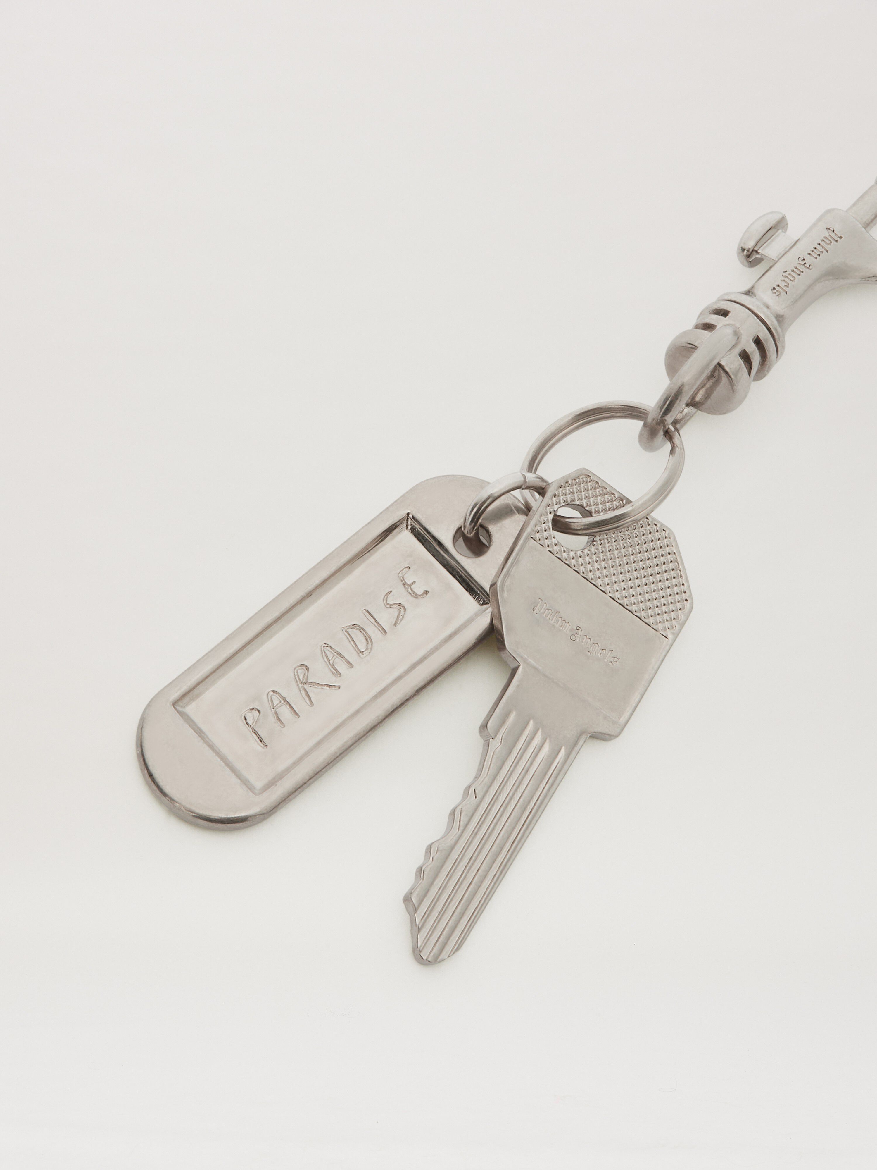 PALM ANGELS  Metallic logo plate key ring ARGENTO - ARGENTO PMNF01BS25MAT001