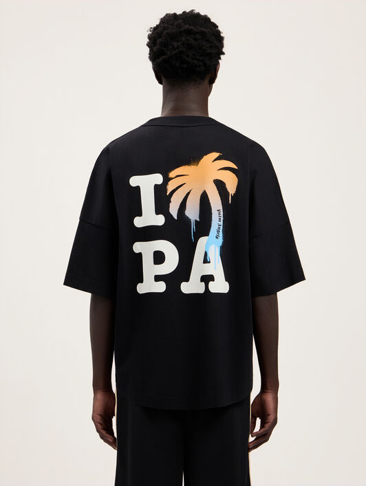 PALM ANGELS I Love Pa Over T-Shirt BLACK WHITE PMAA10BS26JER003