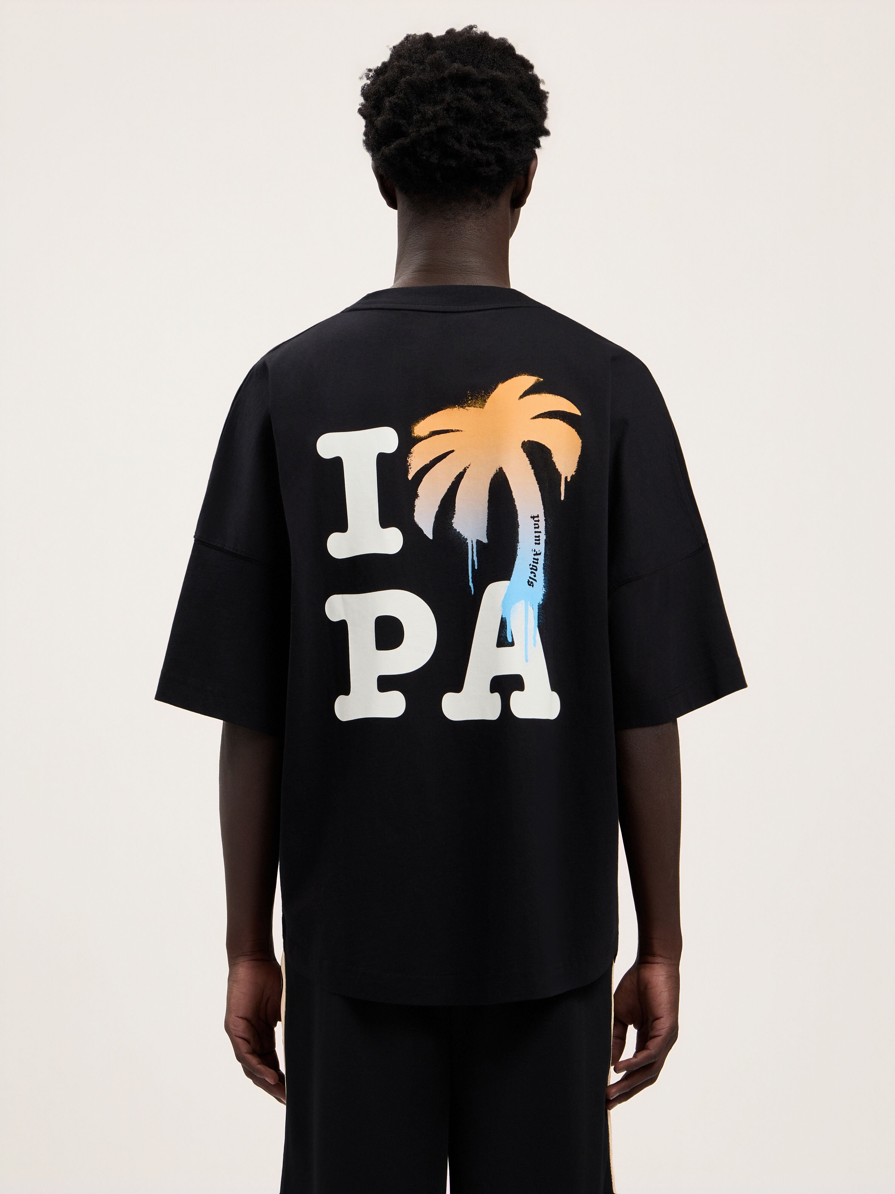 PALM ANGELS I Love Pa Over T-Shirt BLACK WHITE PMAA10BS26JER003