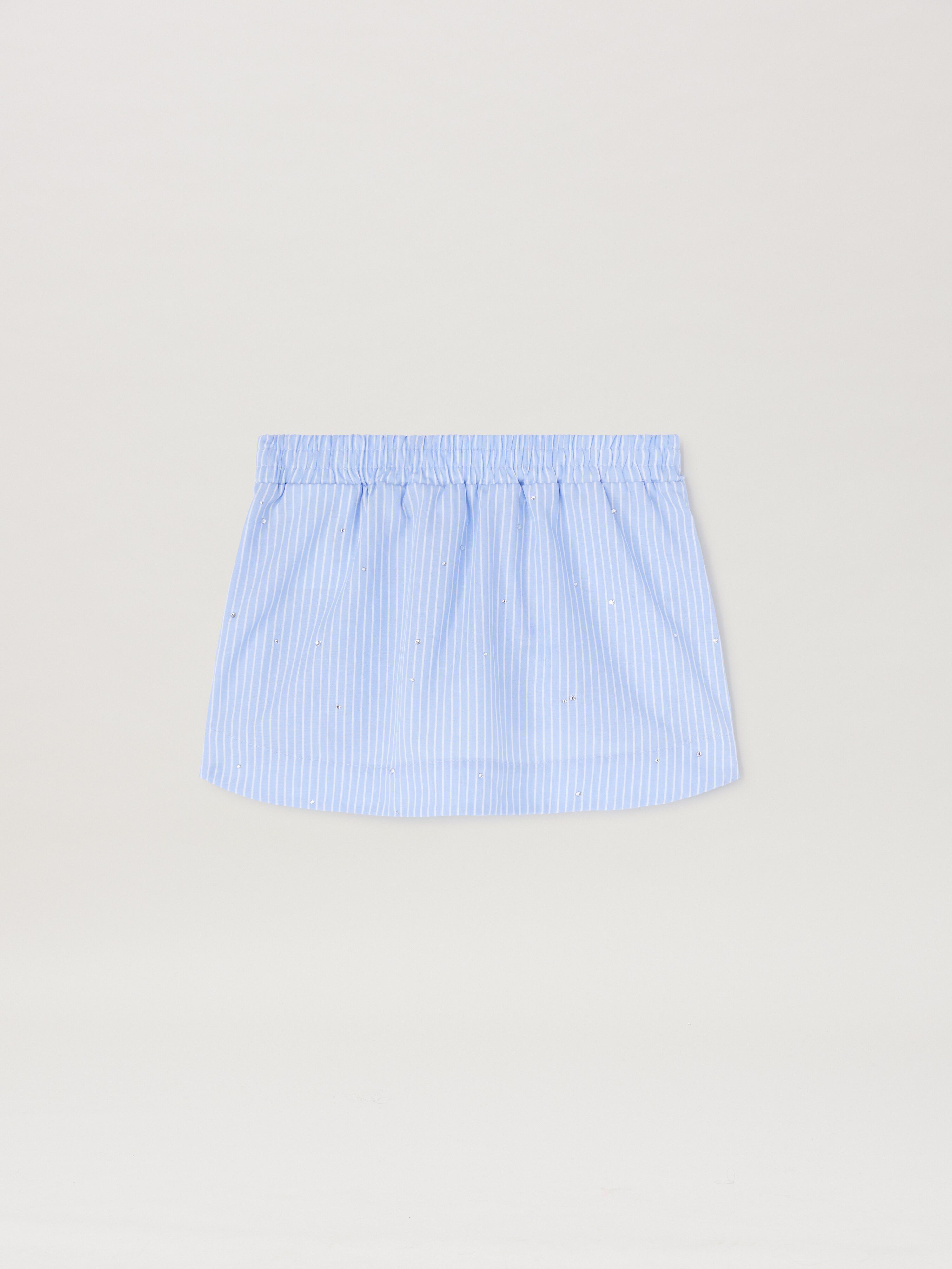 PALM ANGELS  Rheinstone striped mini skirt DUSTY BLUE - WHITE PGCU006S25FAB001