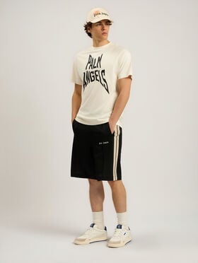 PALM ANGELS Palm Distorted Regular T-Shirt OFF WHITE - BLACK PAMAA01F26JR16