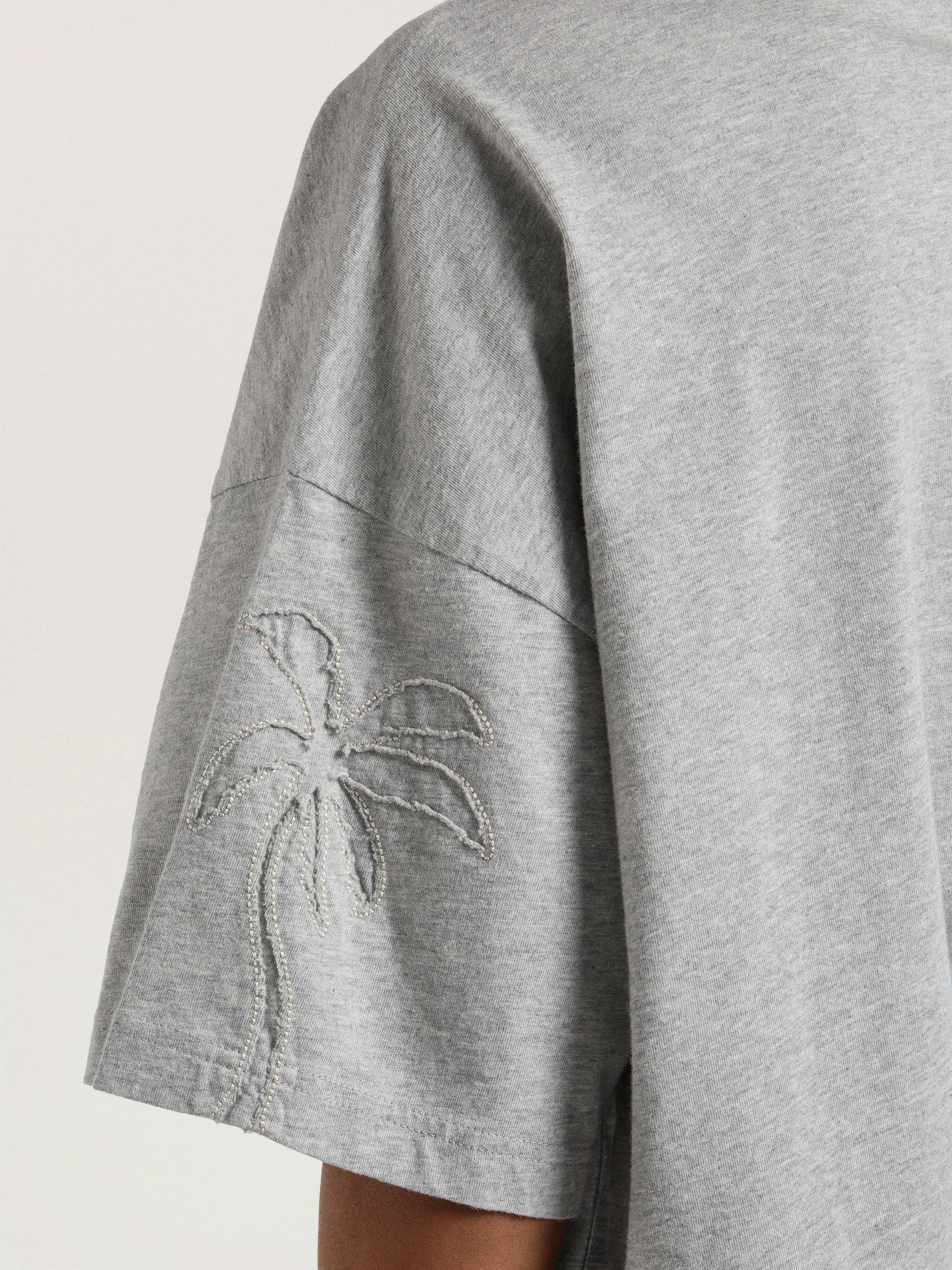 Palm Shadow Loose T-Shirt PALM ANGELS Palm Shadow Loose T-Shirt GREY MELANGE - OFF WHITE PAWAA05W26JR03