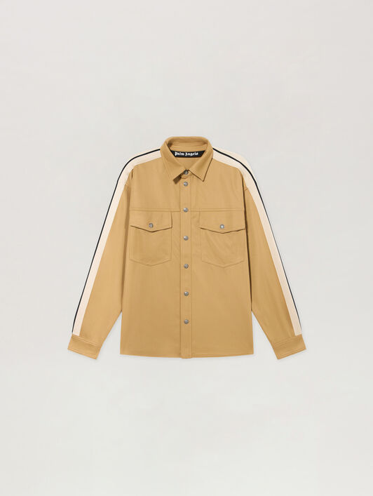 PALM ANGELS Camicia Track Jacket Logo Anni 90 KAKI - BLACK PAMBN02F26FB01
