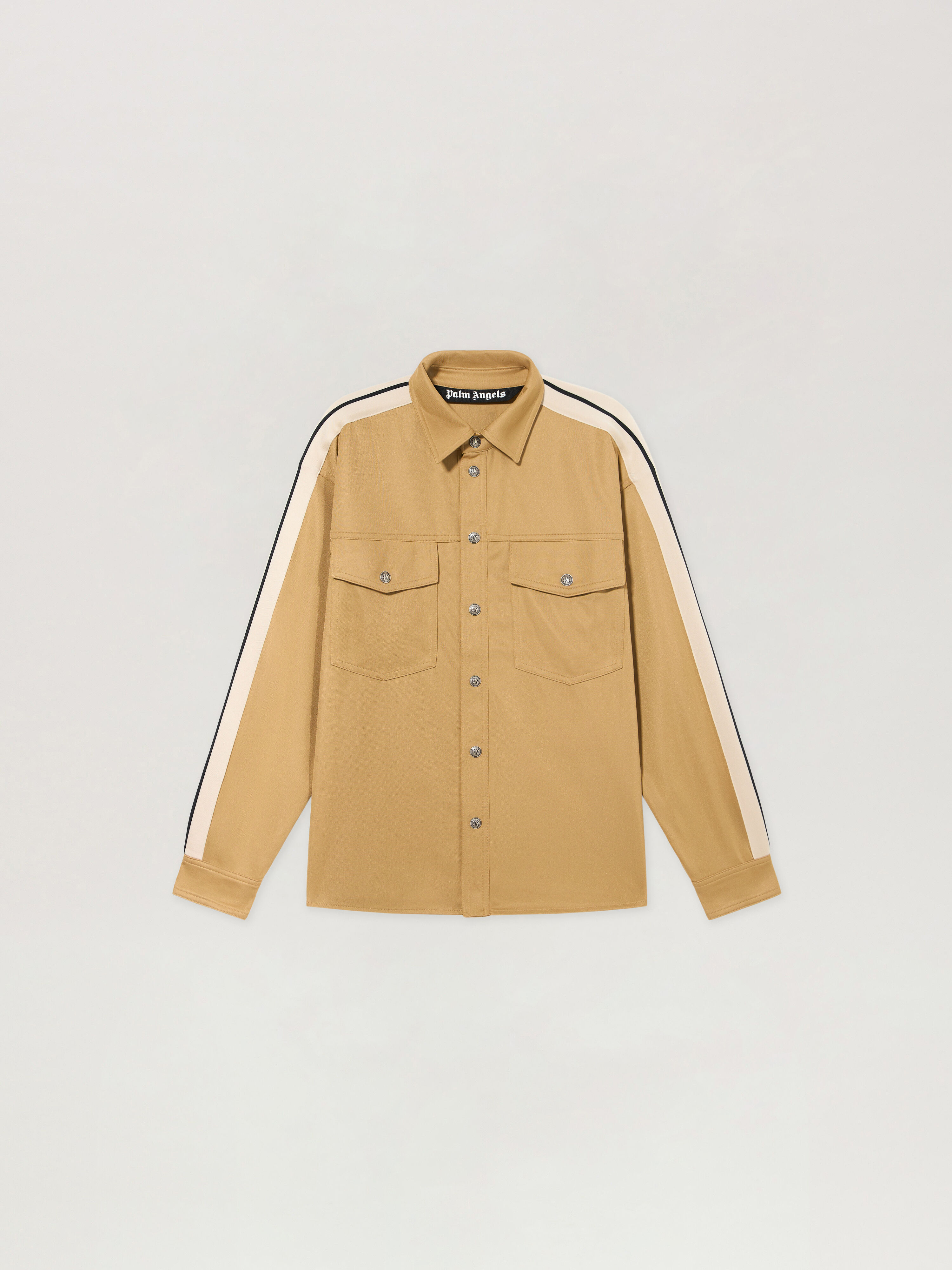 PALM ANGELS Camicia Track Jacket Logo Anni 90 KAKI - BLACK PAMBN02F26FB01