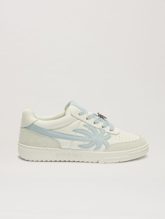 PALM ANGELS  Palm Beach University Leder-Sneakers WHITE - BABY BLUE PMIA097S25LEA001