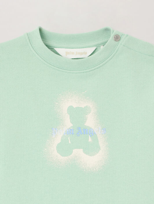 PALM ANGELS Spray Bear Crewneck VERDE CHIARO/LIGHT GREEN PBXC001S26FLE001