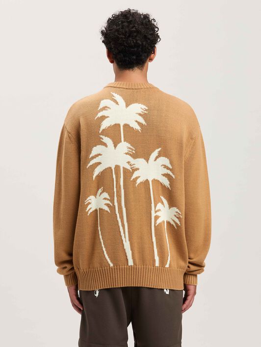 PALM ANGELS  Palm Inlay knit sweater BEIGE - OFF WHITE PMHE080S25KNI001
