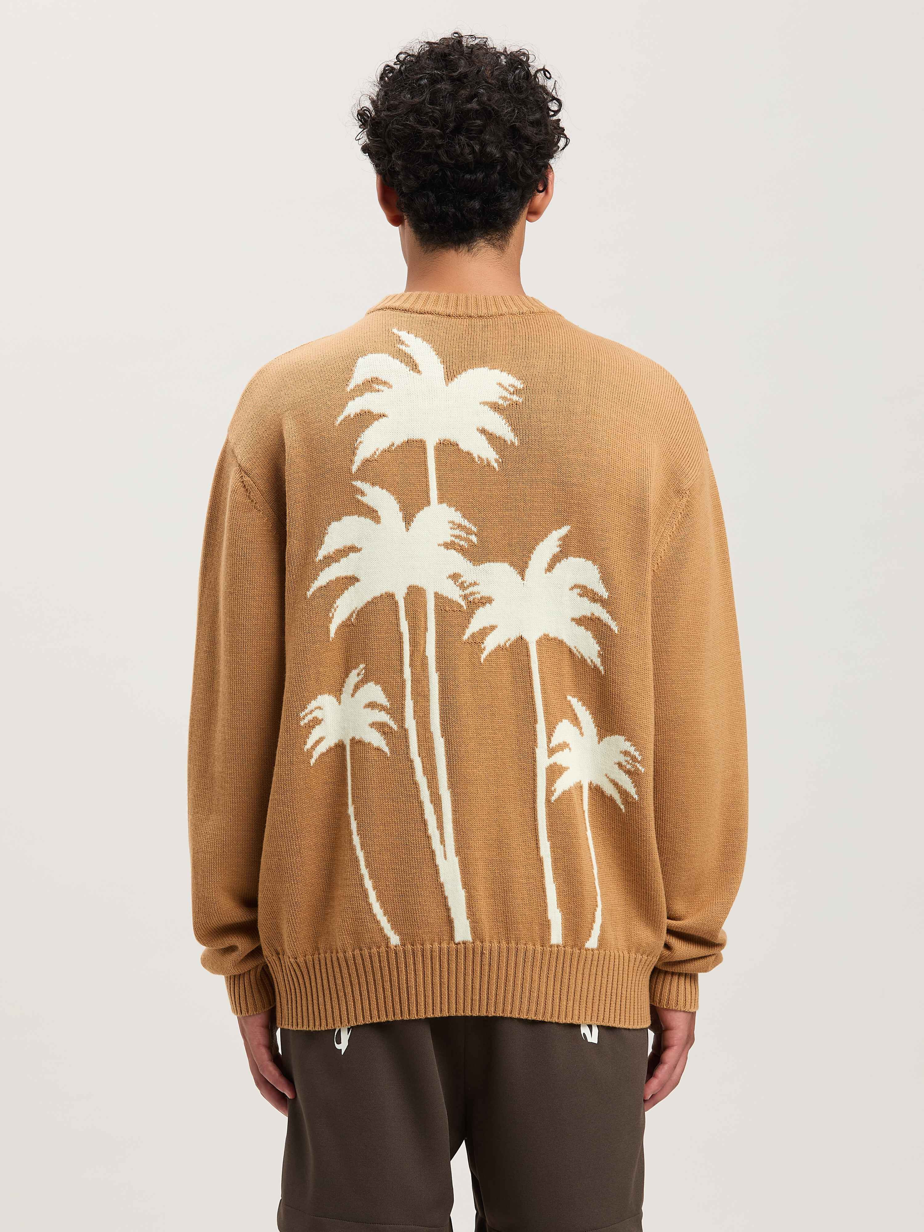 PALM ANGELS  Palm Inlay knit sweater BEIGE - OFF WHITE PMHE080S25KNI001