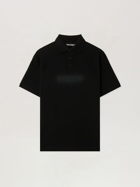 PALM ANGELS Logo Spray Regular Polo Shirt BLACK - GREY PAMGB02F26FB02