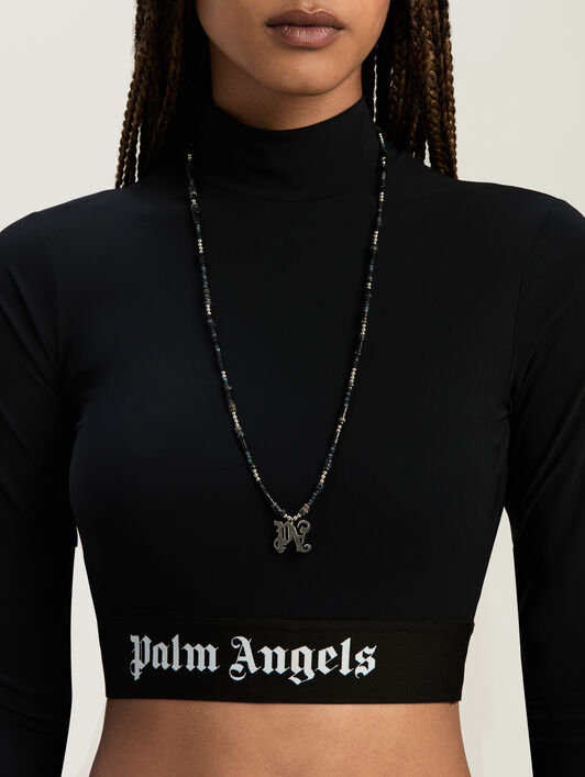 Sport cropped mock top with logo band PALM ANGELS Sport cropped mock top with logo band BLACK - WHITE PWVO014C99FAB002