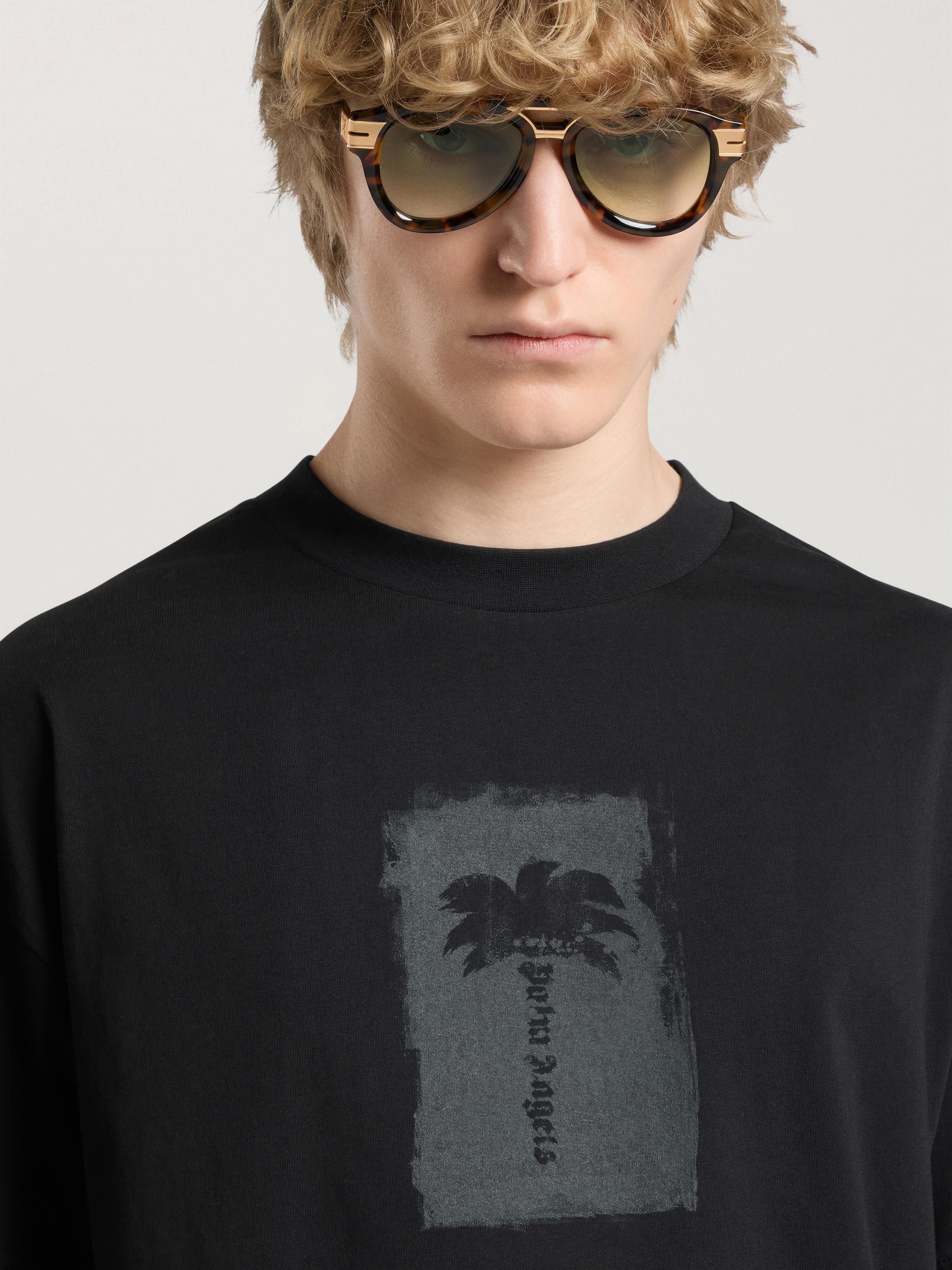 Brushed Palm Tree Regular T-Shirt PALM ANGELS Brushed Palm Tree Regular T-Shirt BLACK - GREY PAMAA01W26JR19