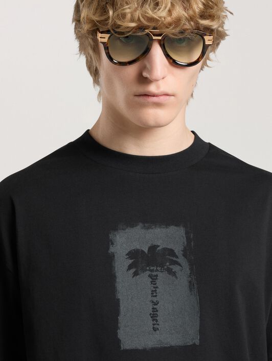 Brushed Palm Tree Regular T-Shirt PALM ANGELS Brushed Palm Tree Regular T-Shirt BLACK - GREY PAMAA01W26JR19
