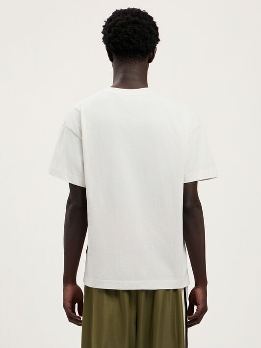 PALM ANGELS Neck Logo T-Shirt OFF WHITE BLACK PMAA109S26JER008