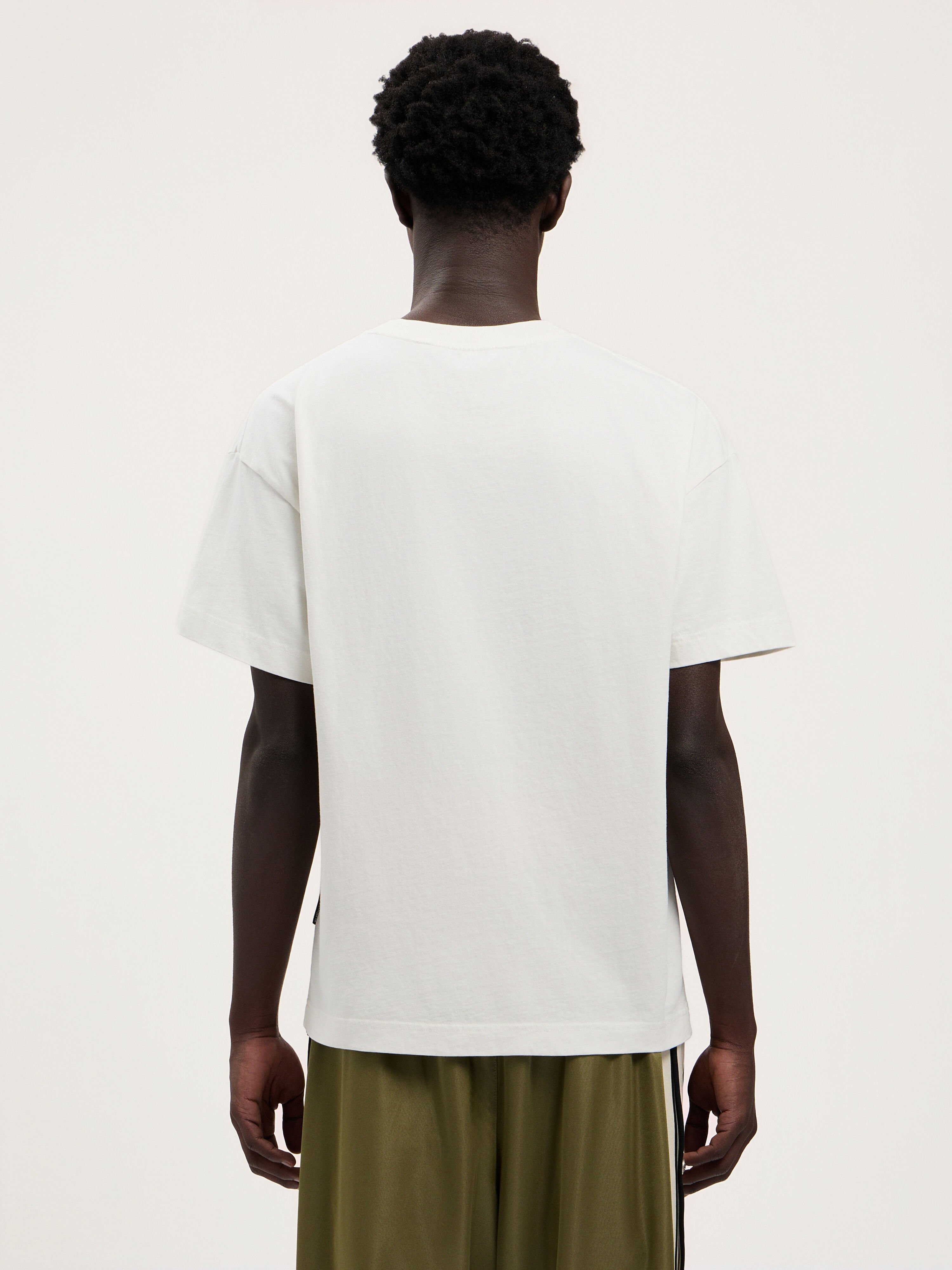 PALM ANGELS Neck Logo T-Shirt OFF WHITE BLACK PMAA109S26JER008
