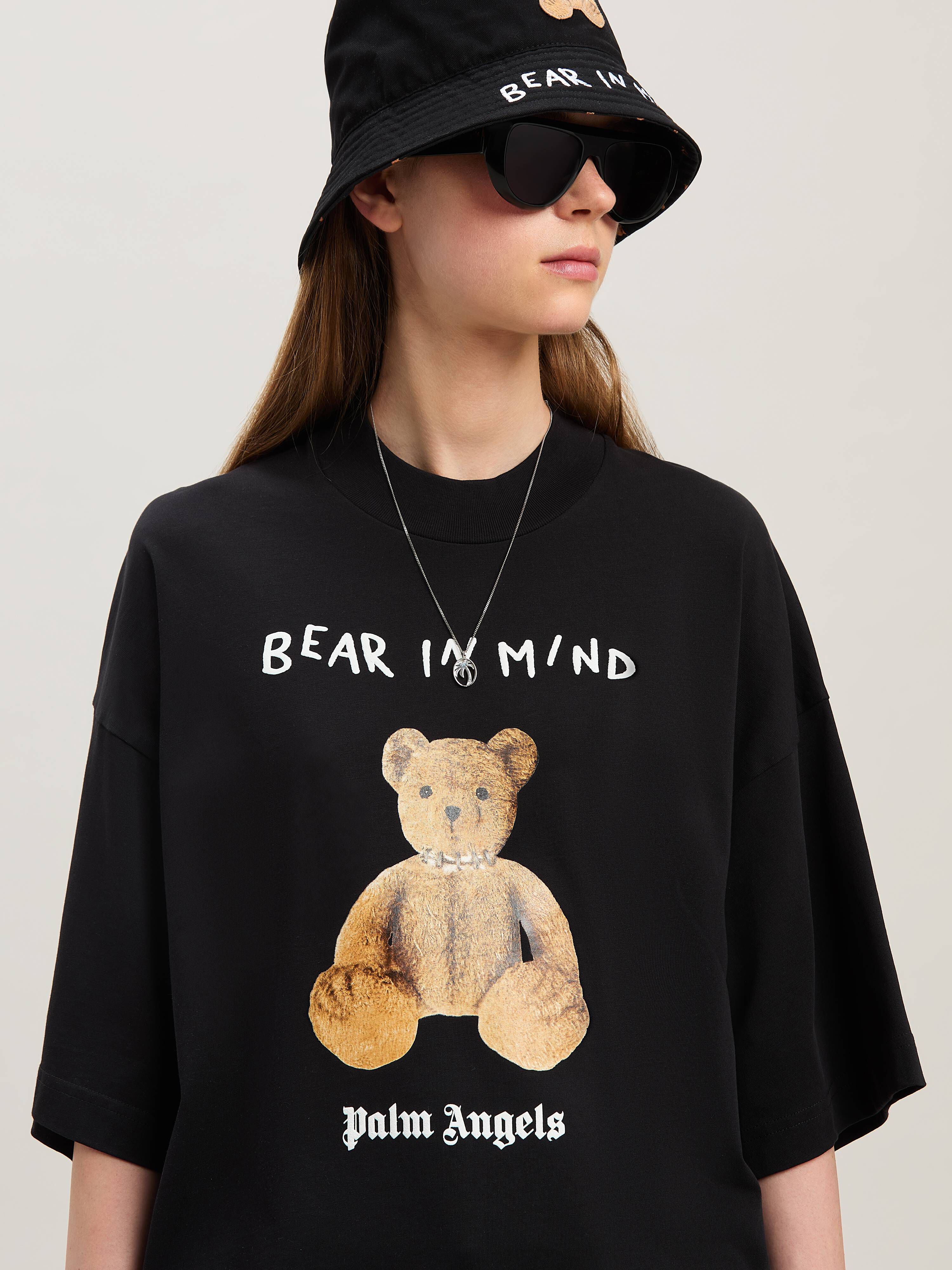 PALM ANGELS  Bear in Mind loose T-shirt BLACK - BROWN PWAA017S25JER005
