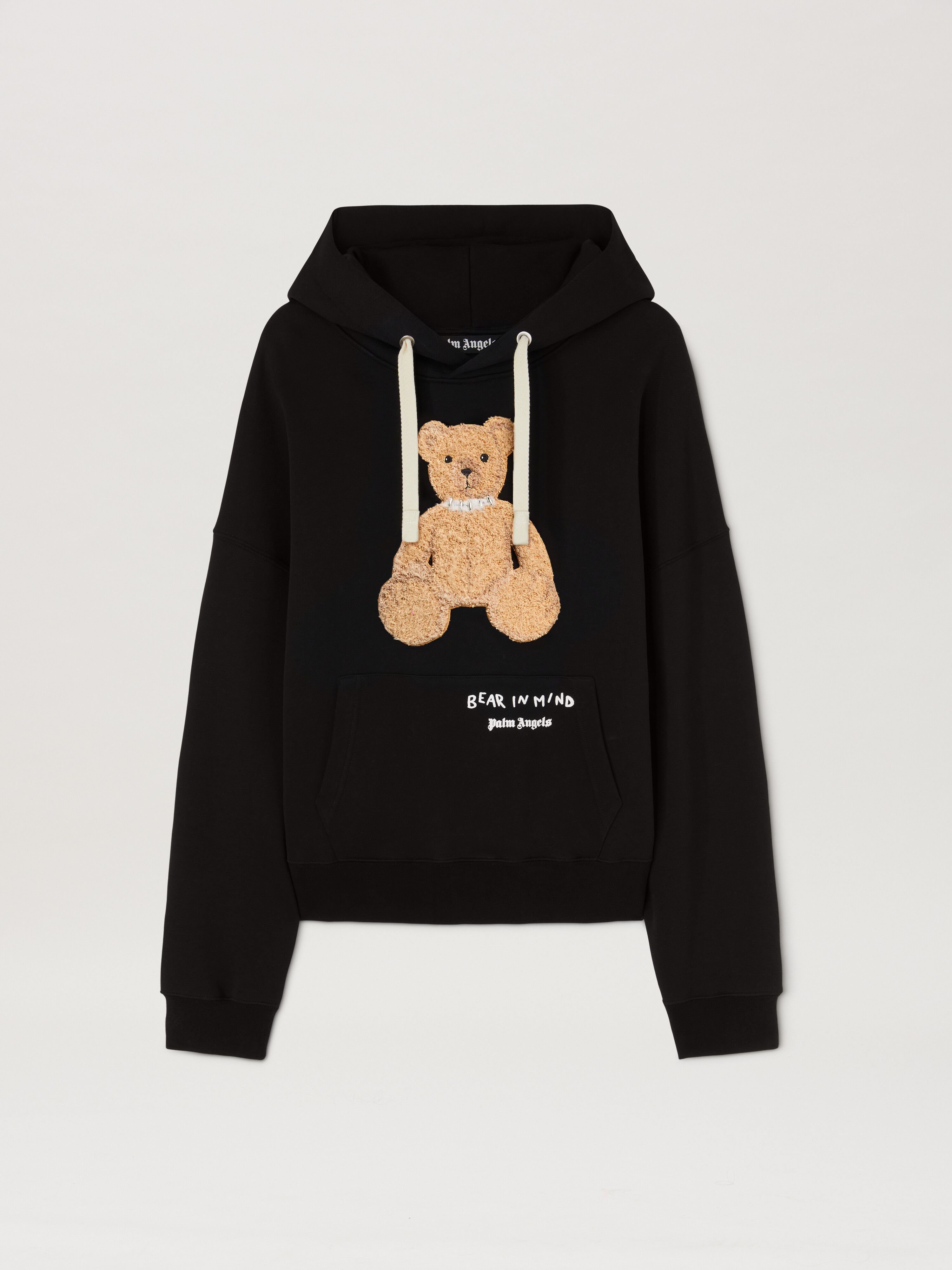 PALM ANGELS  Bear in Mind Hoodie BLACK - BROWN PMBB172S25FLE001