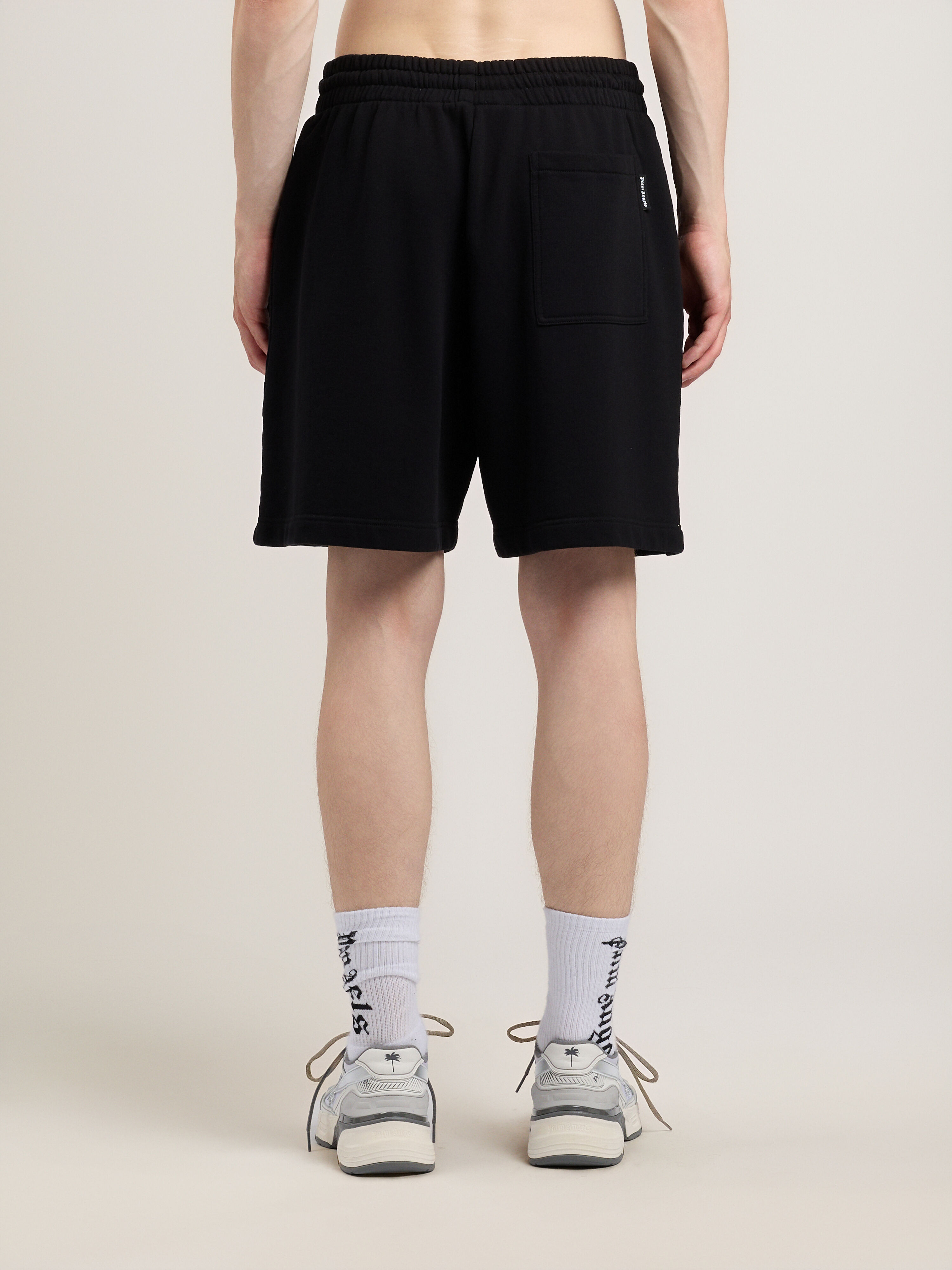 PALM ANGELS Waist Logo Sweatshorts BLACK RED PMCI019S26FLE001