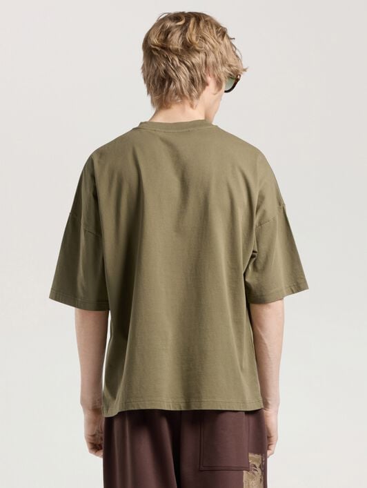 Palm Drift Loose T-Shirt PALM ANGELS Palm Drift Loose T-Shirt OLIVE GREEN - BLACK PAMAA03W26JR06