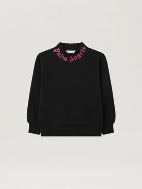 PALM ANGELS Neck Logo Brushed Crew NERO/BLACK PGBA013S26FLE004