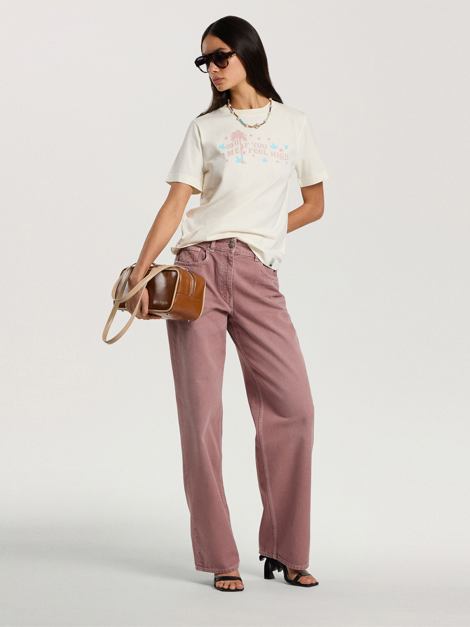 Feel High Regular T-Shirt PALM ANGELS Feel High Regular T-Shirt OFF WHITE - MULTICOLOR PAWAA06F26JR01