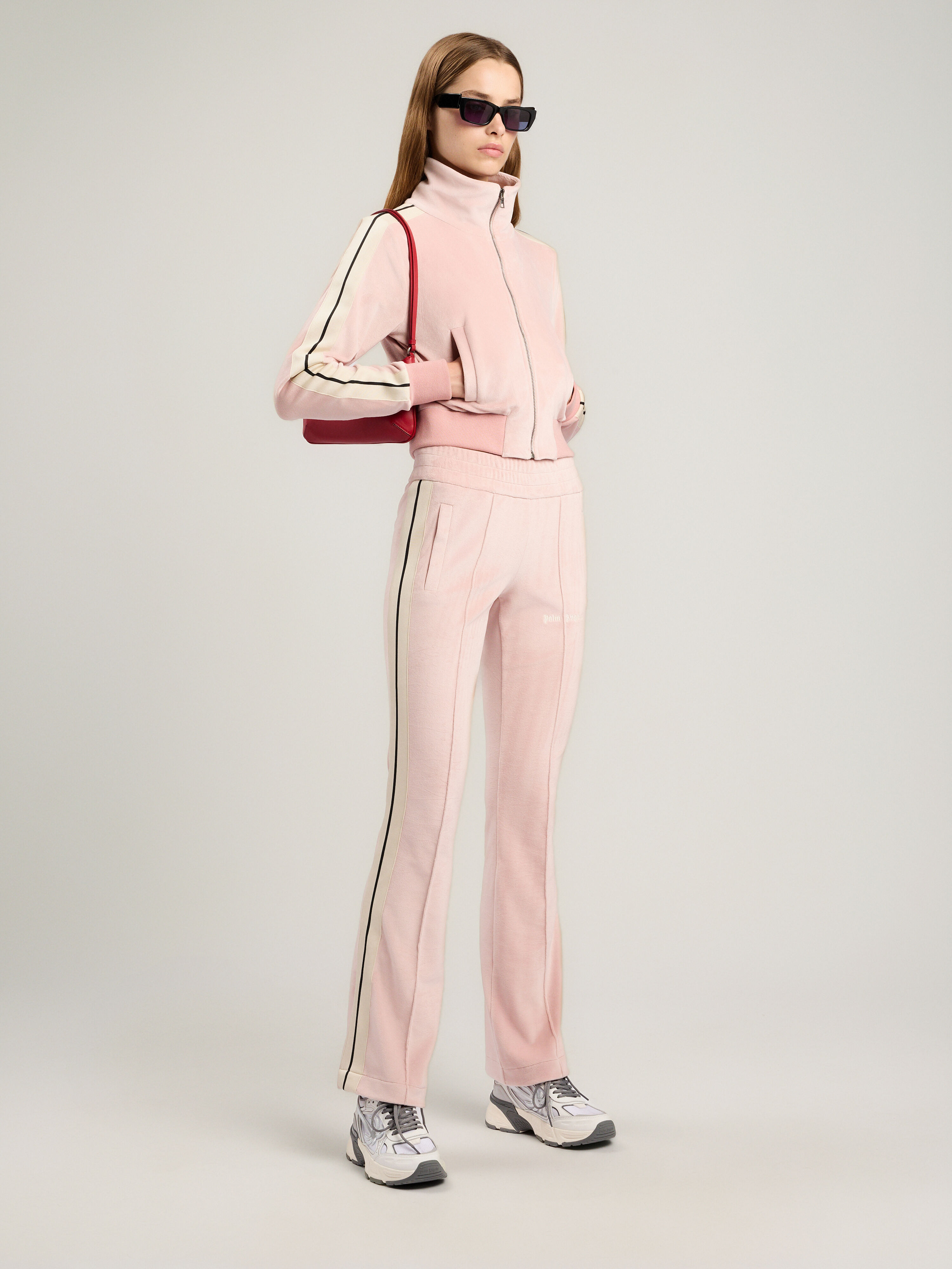 Logo Chenille Crop Track Jacket in PINK OFF WHITE for Women | Palm