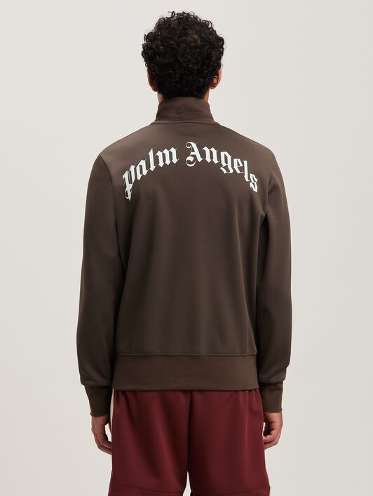 PALM ANGELS  Trainingsjacke mit geschwungenem Logo VINTAGE BLACK - OFF WHITE PMBD089S25FAB001