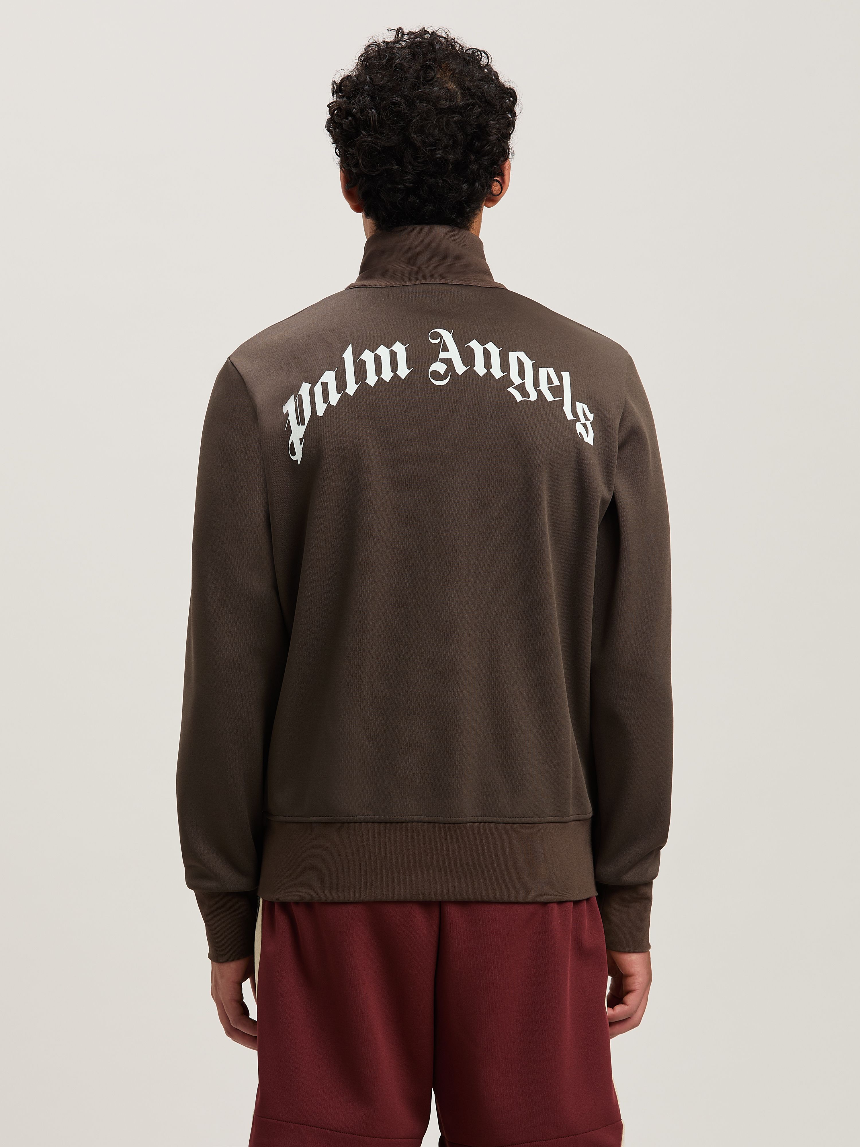 PALM ANGELS  Trainingsjacke mit geschwungenem Logo VINTAGE BLACK - OFF WHITE PMBD089S25FAB001