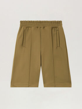 PALM ANGELS Back Curved Logo Track Shorts ARMY GREEN - OFF WHITE PMCL00AF25FAB001