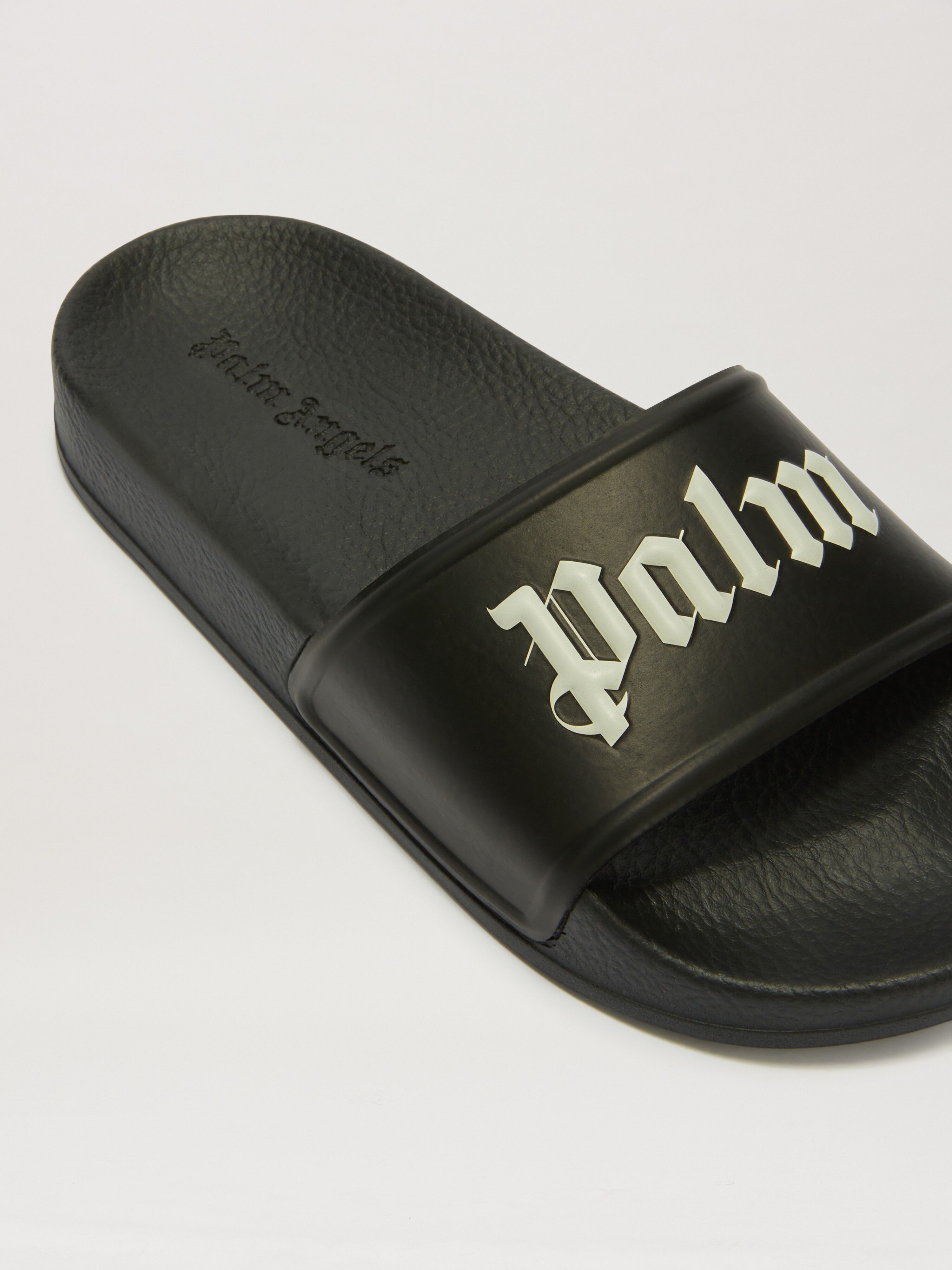 PALM ANGELS  Logo Pool slider NERO - OFF WHITE PBIC001C99MAT006