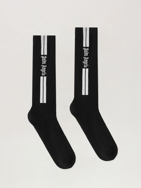 PALM ANGELS Classic Logo Track Socks BLACK - OFF WHITE PMRA00DF25FAB001