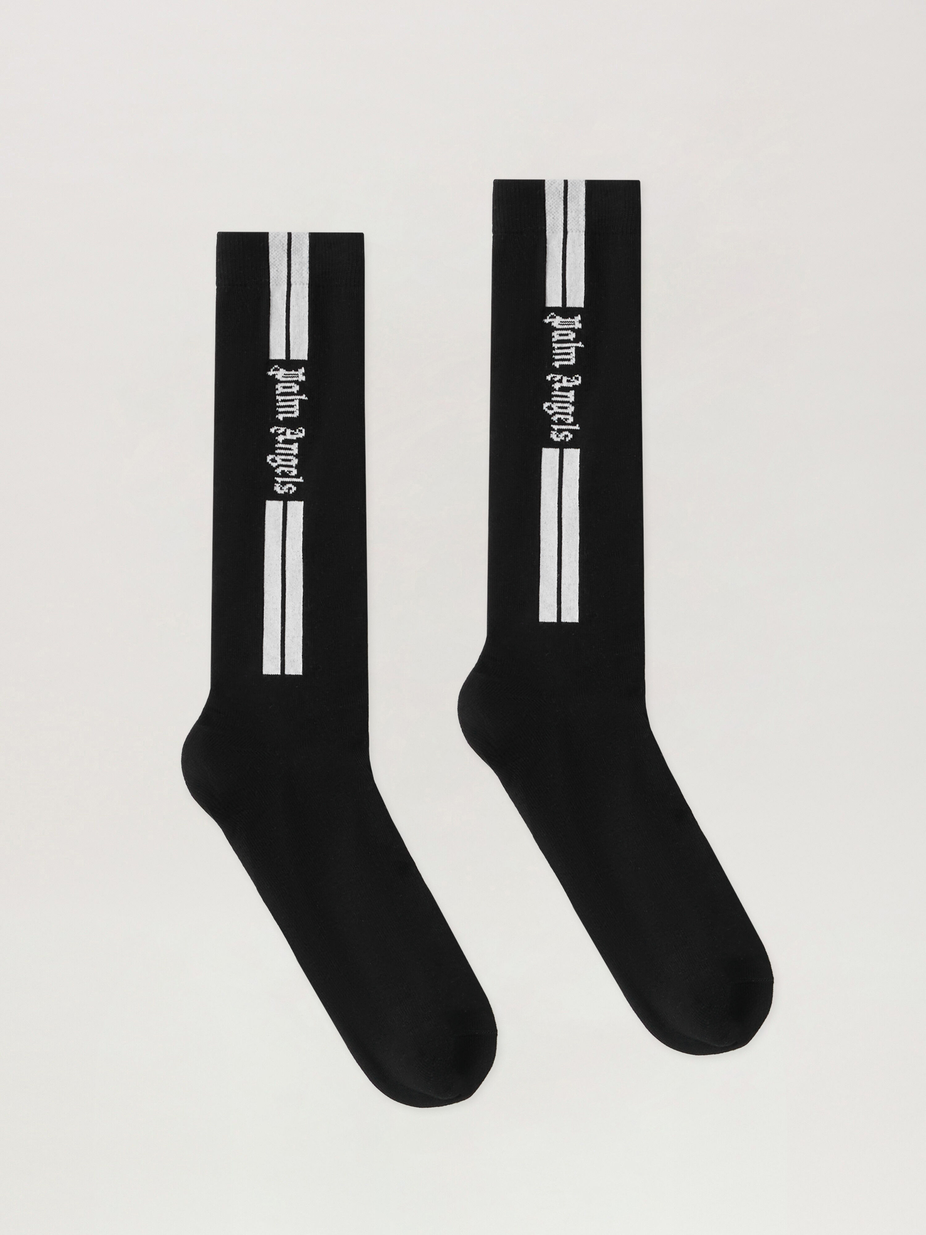 PALM ANGELS Classic Logo Track Socks BLACK - OFF WHITE PMRA00DF25FAB001