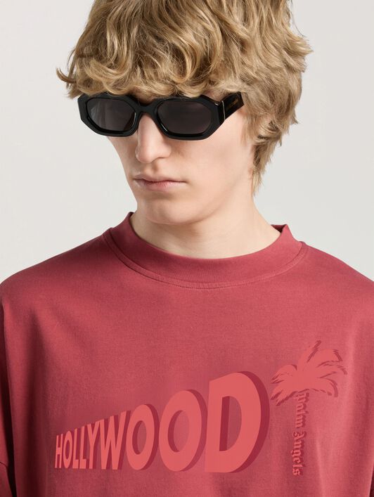 PALM ANGELS Sunset Blvd Palm Loose T-Shirt BRICK RED - RED PAMAA03W26JR07