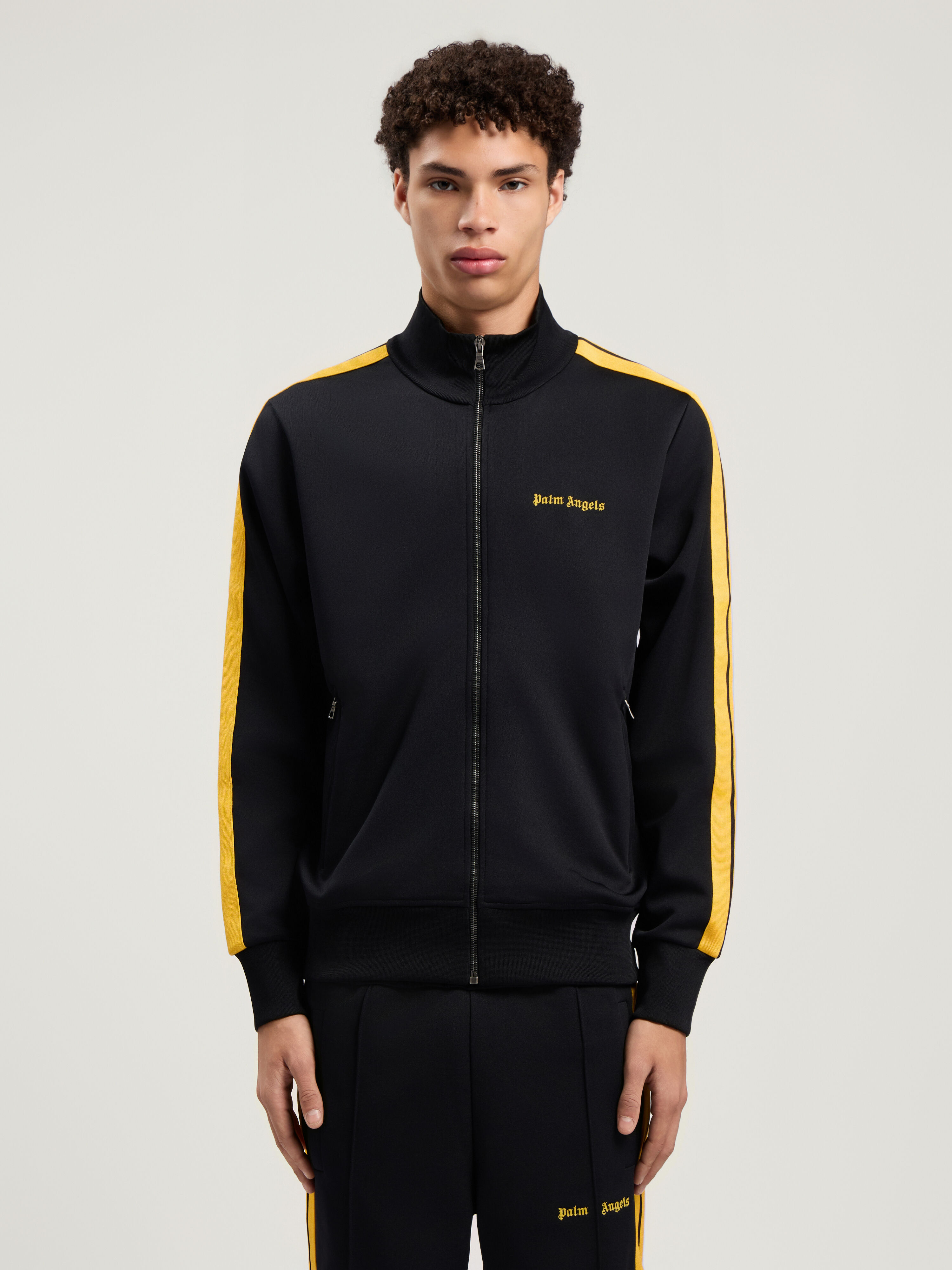 PALM ANGELS Classic Logo Track Jacket BLACK - YELLOW PMBD058F25FAB001