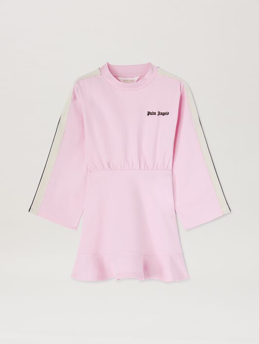 PALM ANGELS  Track crewneck dress ROSE PINK BLACK PGCM007S25FLE001